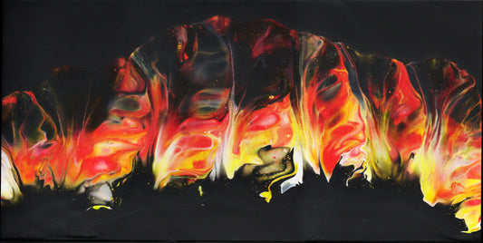 "Lucy" Fire acrylic Pour painting 10X20